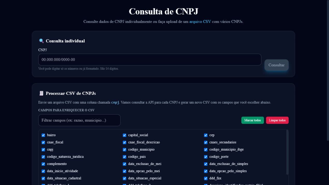 Consulta CNPJ application interface