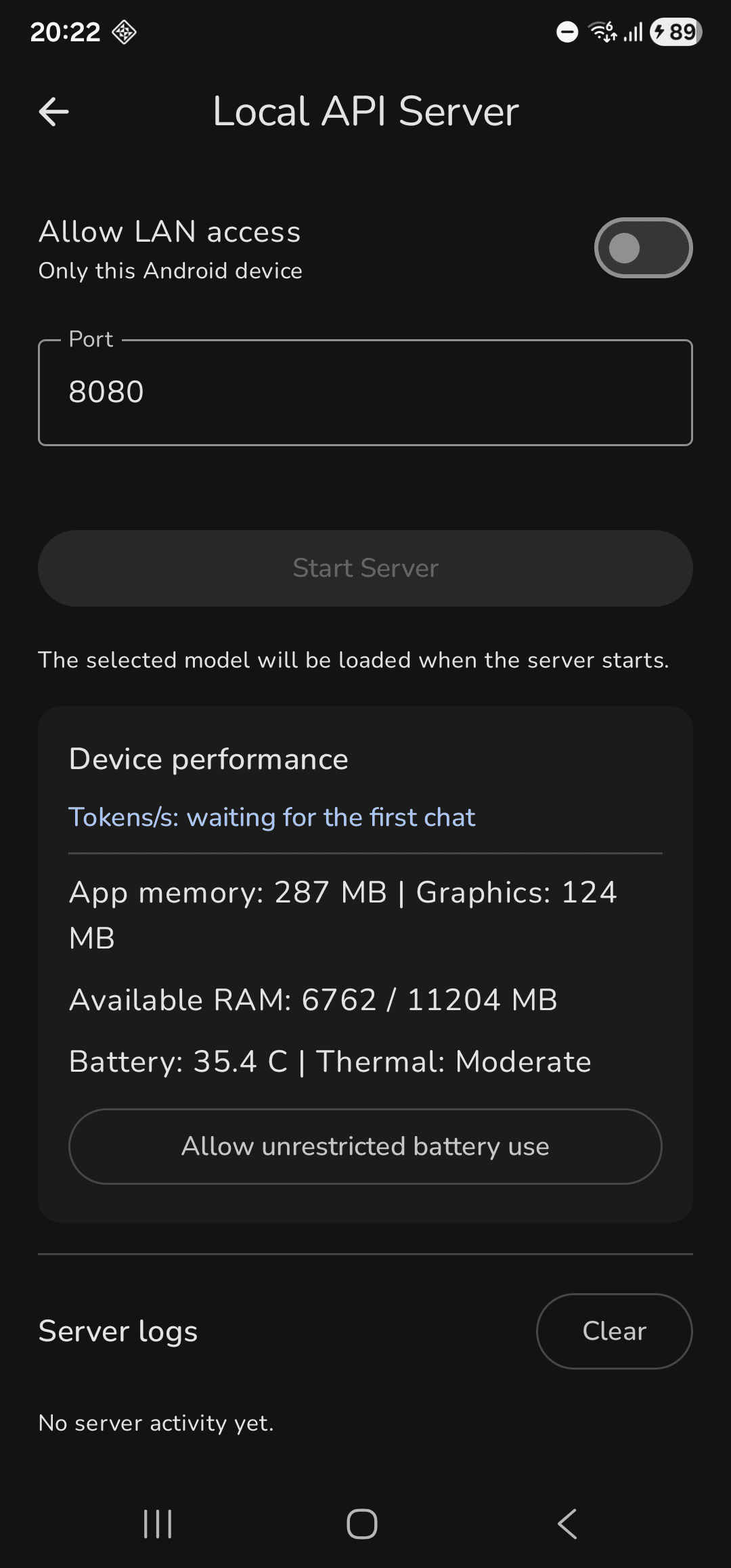 Android performance metrics and logs