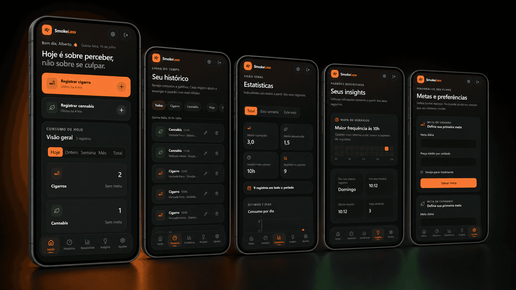 SmokeLess mobile application screens